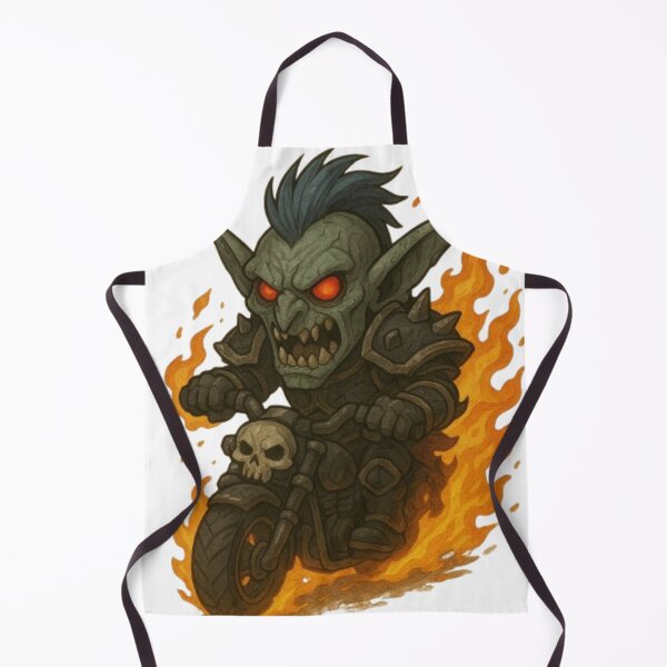 Item preview, Chibi Halloween Death Knight Troll on Fiery Motorcycle designed and sold by BrewGamerJ.