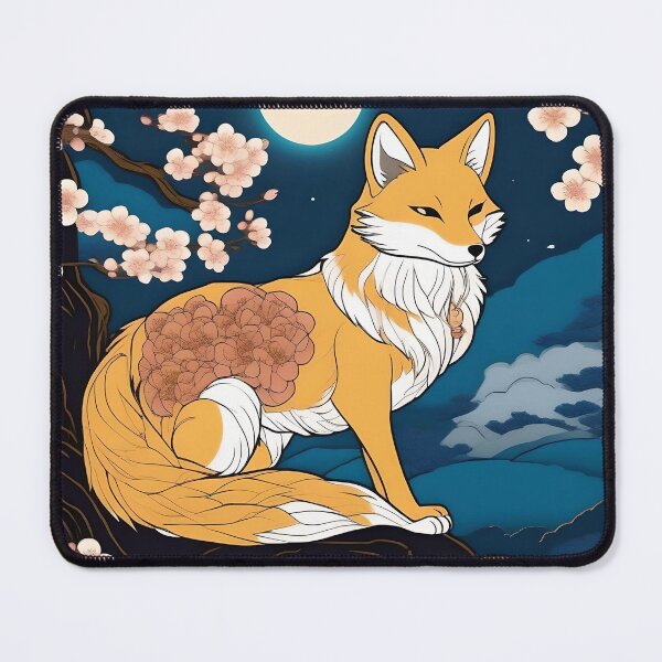 Item preview, Nine-Tailed Kitsune – Retro Japanese Woodblock Design designed and sold by Vandy Fullam.