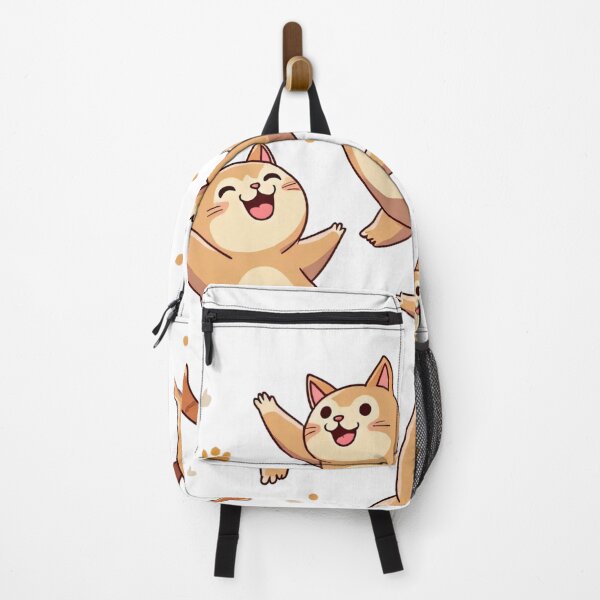 Item preview, Four Playful Chubby Cats Jumping Happily Surrounded by Paw Prints and Stars with Joyful Expressions designed and sold by Mimoshi ⭐⭐⭐⭐⭐.