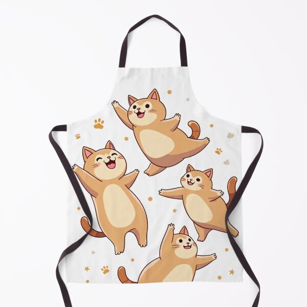 Item preview, Four Playful Chubby Cats Jumping Happily Surrounded by Paw Prints and Stars with Joyful Expressions designed and sold by Mimoshi ⭐⭐⭐⭐⭐.