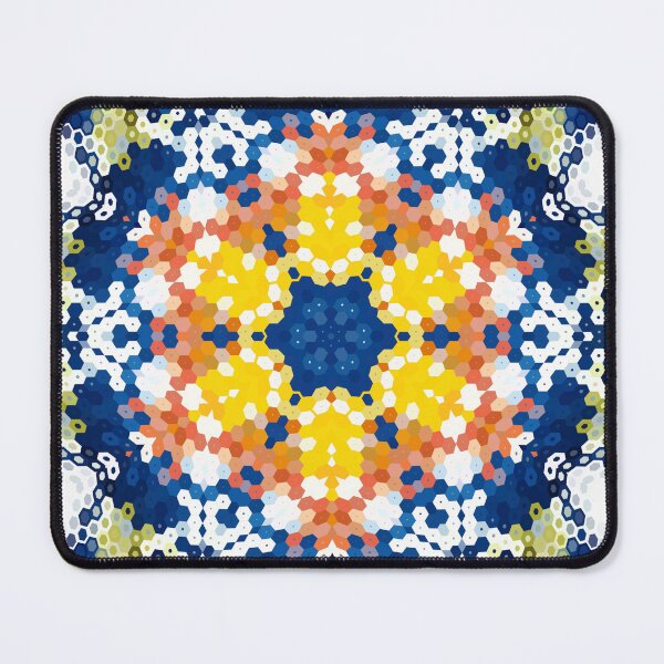 Item preview, Hex Mandala Blue Yellow Orange and Green designed and sold by WormholeOrbital.
