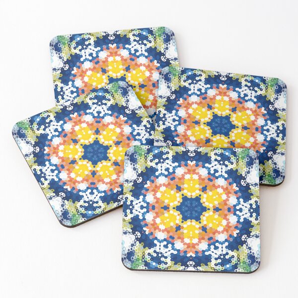 Item preview, Hex Mandala Blue Yellow Orange and Green designed and sold by WormholeOrbital.