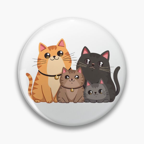 Item preview, Group of Four Cute Cats in Different Colors Sitting Together with Big Eyes and Sweet Happy Faces designed and sold by Mimoshi ⭐⭐⭐⭐⭐.