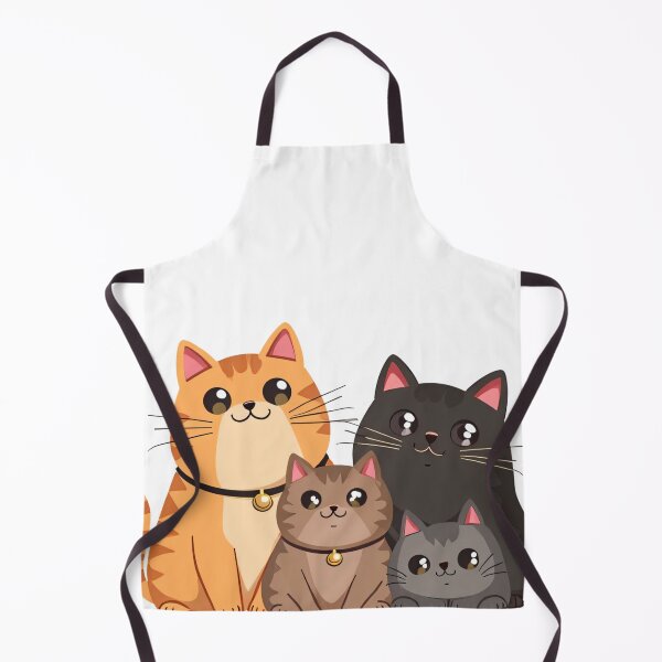 Item preview, Group of Four Cute Cats in Different Colors Sitting Together with Big Eyes and Sweet Happy Faces designed and sold by Mimoshi ⭐⭐⭐⭐⭐.