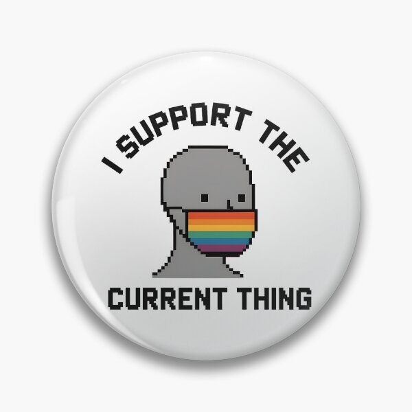 Artikelvorschau, Ich unterstütze das aktuelle Ding – Pixel Art NPC Meme mit Maske entworfen und verkauft von LifmusGoDesigns.