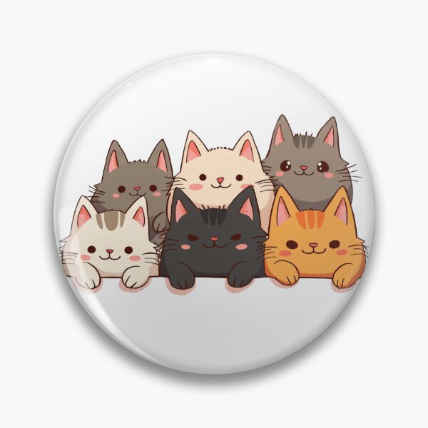 Item preview, Row of Six Cute Chubby Cats in Different Colors Lying Down with Happy Faces and Playful Expressions designed and sold by Mimoshi ⭐⭐⭐⭐⭐.