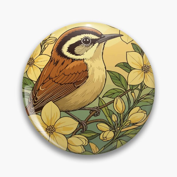 Item preview, Thryothorus Bird Surrounded By Yellow Jasmine Flowers designed and sold by taiche.