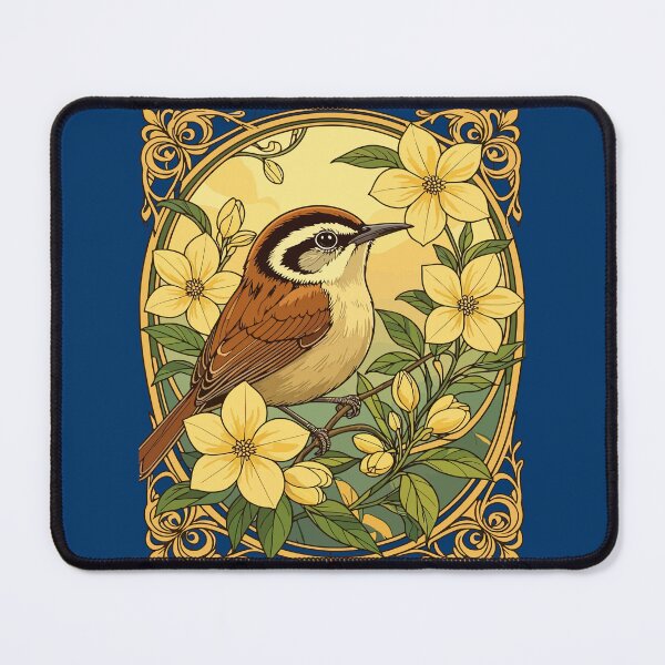 Item preview, Thryothorus Bird Surrounded By Yellow Jasmine Flowers designed and sold by taiche.