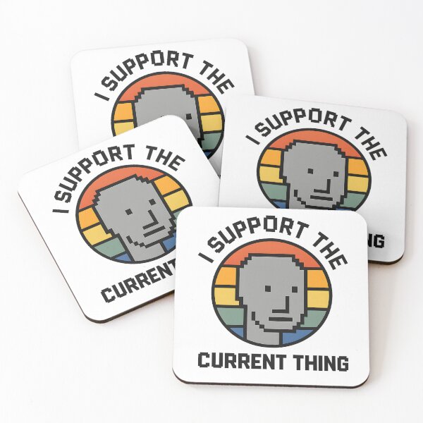 Item preview, I Support the Current Thing – Pixel Art NPC Meme Retro Sunset Design designed and sold by LifmusGoDesigns.