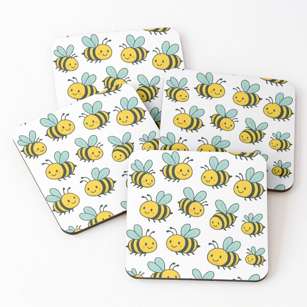 Item preview, Happy Cartoon Bees – Cute Kawaii Bee Pattern designed and sold by Nuvijo.