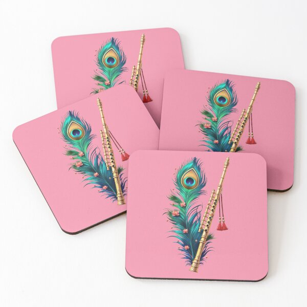 Item preview, Janamashtami – Krishna Peacock Feather with Golden Flute & Lotus designed and sold by ArtivaNest.
