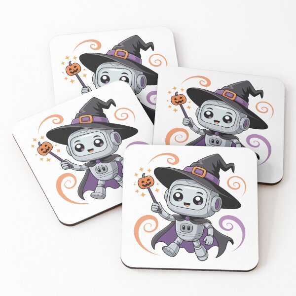 Item preview, Tiny Robot Halloween Witch - Cute AI Wizard with Pumpkin Magic Wand designed and sold by Mr-Slow.