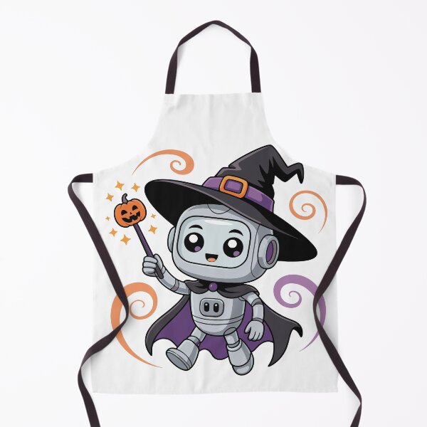 Item preview, Tiny Robot Halloween Witch - Cute AI Wizard with Pumpkin Magic Wand designed and sold by Mr-Slow.
