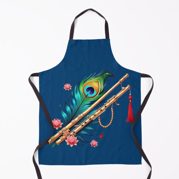 Item preview, Shree Krishna's Golden Flutes with Peacock Feather & Lotus Flowers - Janamashtmi designed and sold by ArtivaNest.