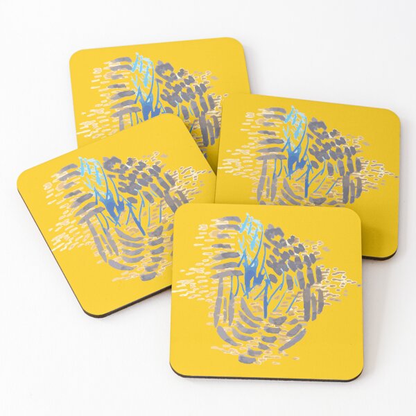 Item preview, NYC Day Vibes – Hand-Drawn Turquoise & Pastel Brown Abstract with Taxi Yellow Background designed and sold by Creative Soul Art.