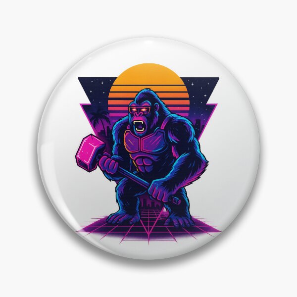 Artikelvorschau, Synthwave Gorilla Warrior entworfen und verkauft von ResinandRelics.