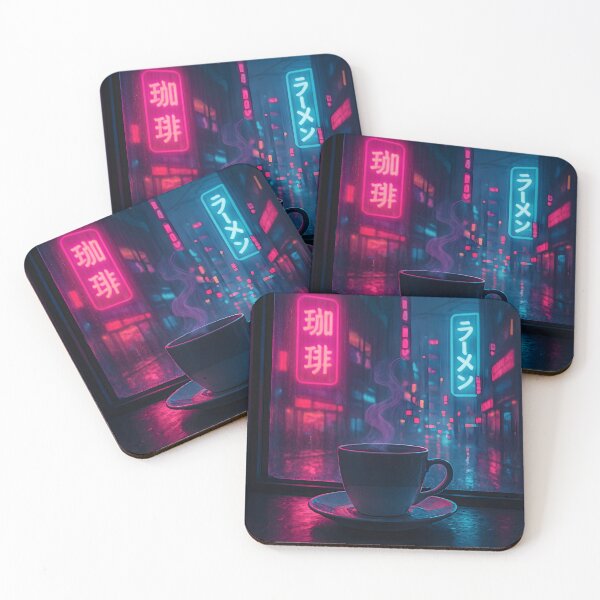 Item preview, Neo-Tokyo Coffeehouse — Cyberpunk Rainy Night Art Print designed and sold by WhisperFrame.