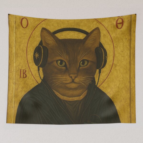Item preview, Holy image, cat with Walkman designed and sold by Mauswohn.