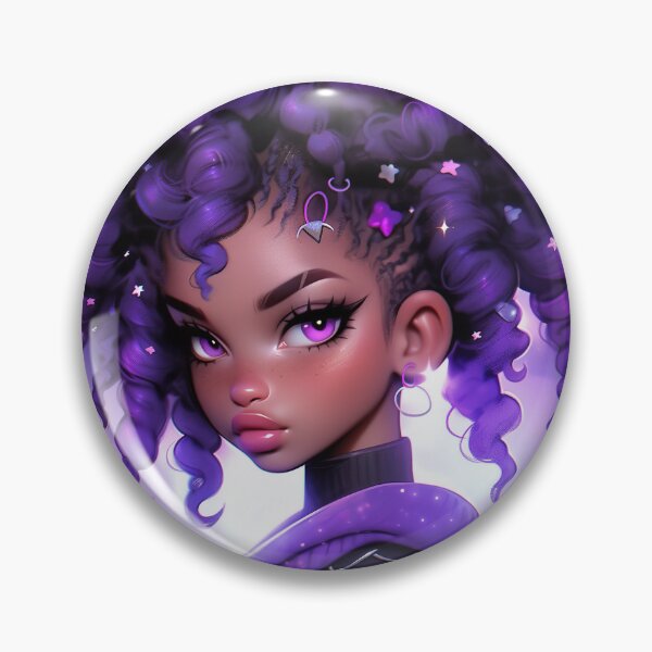 Item preview, Purple Curly Hair Anime Girl designed and sold by bubblegoth.