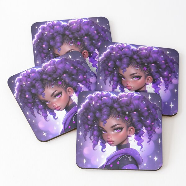Item preview, Purple Curly Hair Anime Girl designed and sold by bubblegoth.