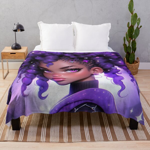 Item preview, Purple Curly Hair Anime Girl designed and sold by bubblegoth.