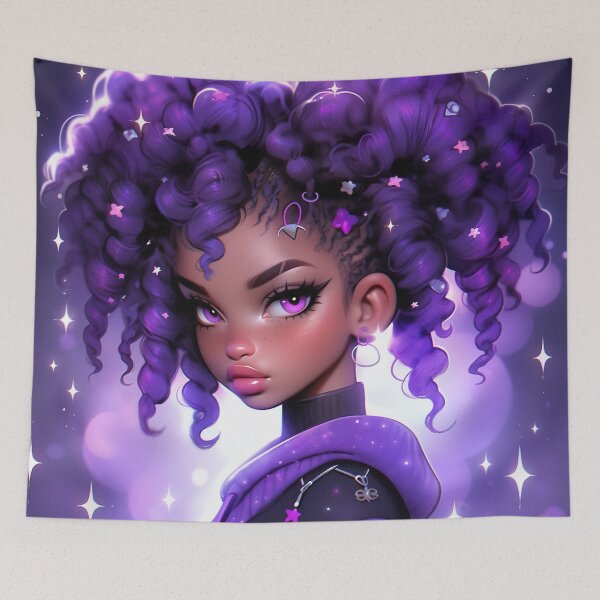 Item preview, Purple Curly Hair Anime Girl designed and sold by bubblegoth.