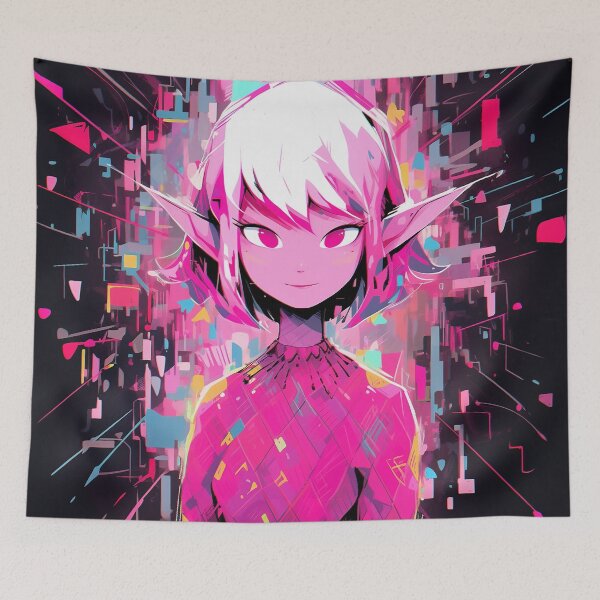 Item preview, Neon Pink Elf Anime Character designed and sold by bubblegoth.