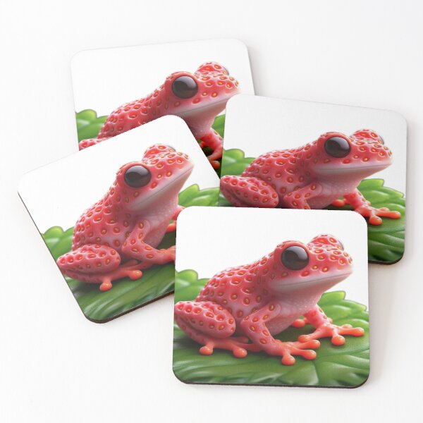 Item preview, Vibrant Red Frog with Yellow Spots on Leaf designed and sold by AesthinkArt.