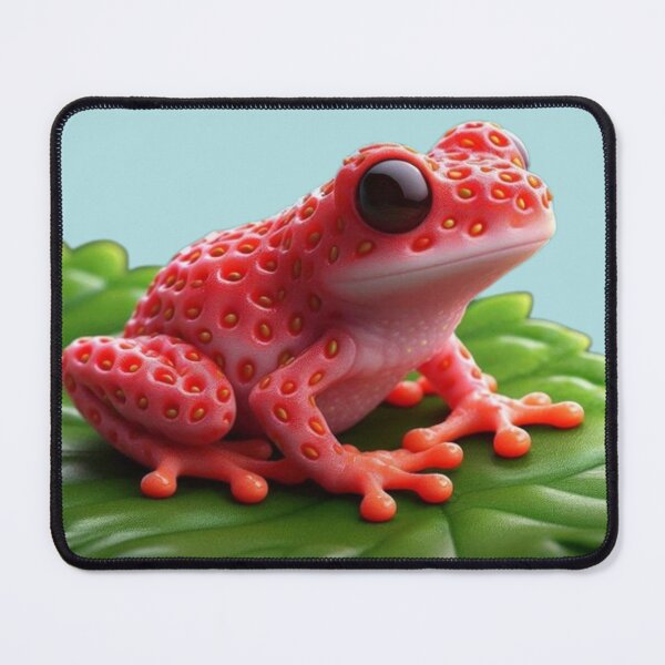 Item preview, Vibrant Red Frog with Yellow Spots on Leaf designed and sold by AesthinkArt.