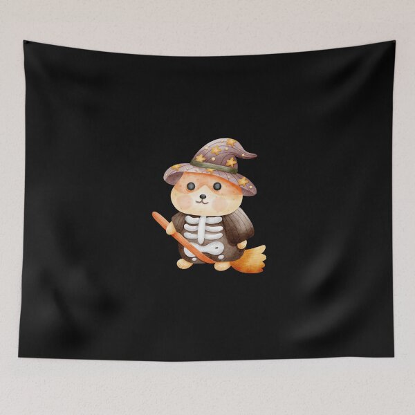 Item preview, Cute Witch Hamster Riding a Broom – Cozy Halloween Illustration designed and sold by Pe.peach.