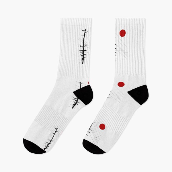 Item preview, Red Sun Over Wires – Tokyo Minimal Urban Art designed and sold by AMCshoppingg.