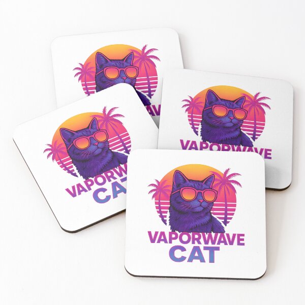 Item preview, Retro Vaporwave Cat with Sunglasses – Neon 80s Aesthetic designed and sold by Postermagasinet.