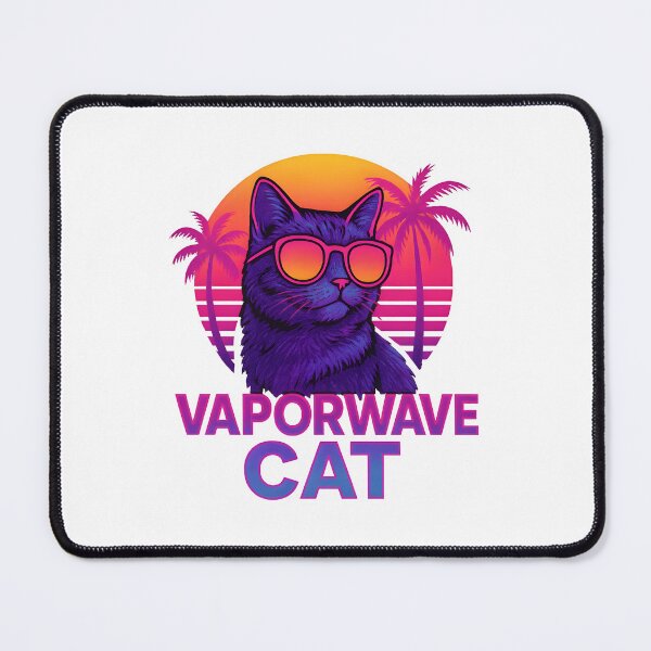 Item preview, Retro Vaporwave Cat with Sunglasses – Neon 80s Aesthetic designed and sold by Postermagasinet.