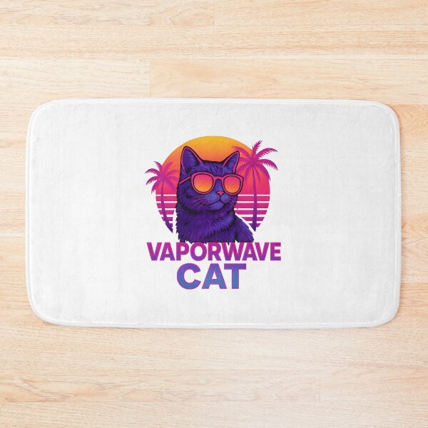 Item preview, Retro Vaporwave Cat with Sunglasses – Neon 80s Aesthetic designed and sold by Postermagasinet.