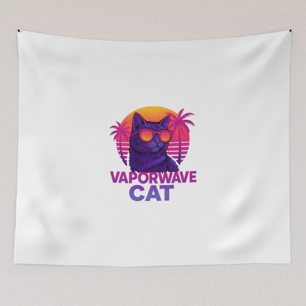 Item preview, Retro Vaporwave Cat with Sunglasses – Neon 80s Aesthetic designed and sold by Postermagasinet.
