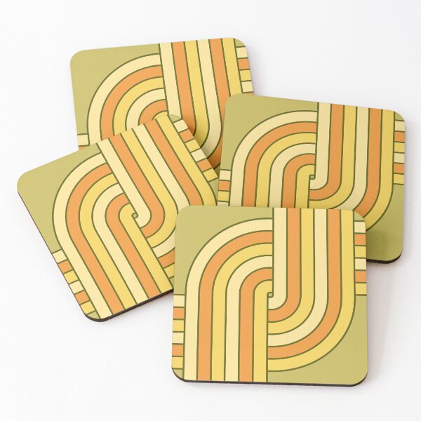 Item preview, 70s Retro Vintage Style Geometric Pattern Orange Yellow and Green designed and sold by tonymagnerart.
