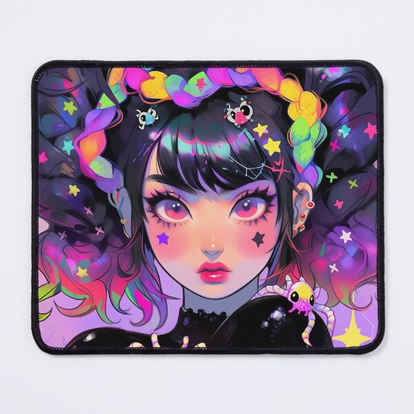 Item preview, Pretty and Creepy Bugs Neon Halloween Anime Girl designed and sold by bubblegoth.