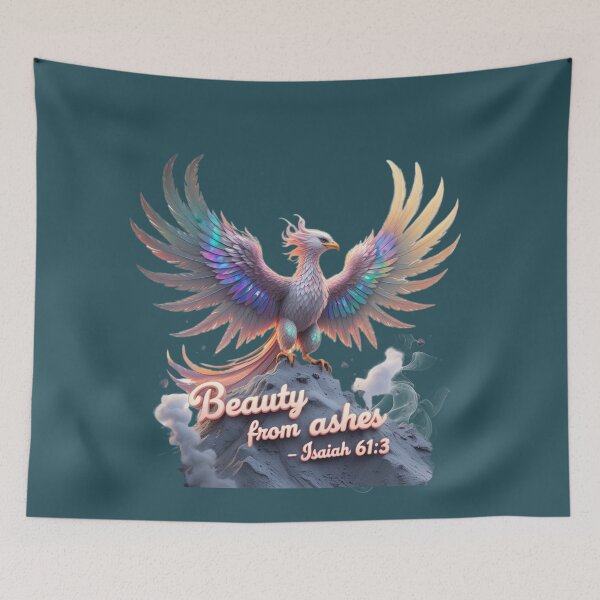 Item preview, Beauty from Ashes – Isaiah 61:3 Bible Verse Phoenix Art, Christian Inspirational Quote, Faith & Mental Health Encouragement Gift, Pastel Rainbow Wings Spiritual Illustration designed and sold by AmenAlways.