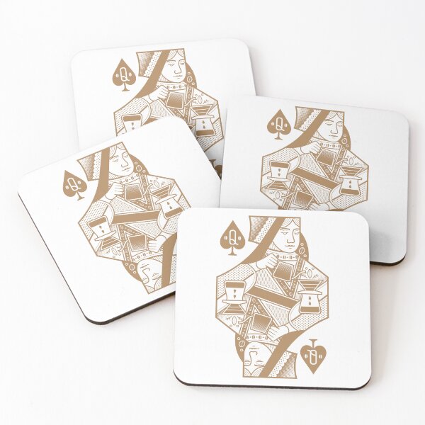 Item preview, Coffee Lovers Spade Courts - Queen gold designed and sold by FunkyHusky.