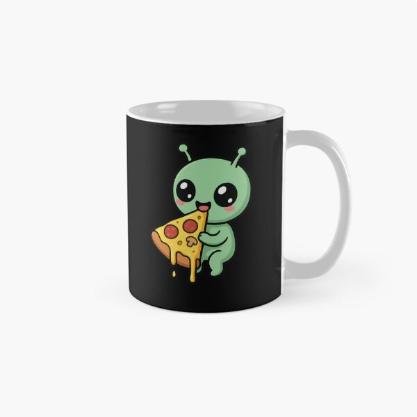 Item preview, Chibi Alien Eating Giant Pizza Slice – Cute Kawaii Space Food Lover Art designed and sold by ColorSplash123.