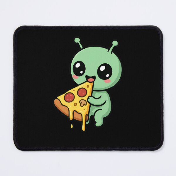 Item preview, Chibi Alien Eating Giant Pizza Slice – Cute Kawaii Space Food Lover Art designed and sold by ColorSplash123.