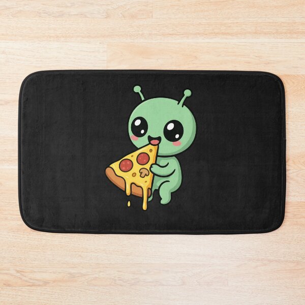 Item preview, Chibi Alien Eating Giant Pizza Slice – Cute Kawaii Space Food Lover Art designed and sold by ColorSplash123.