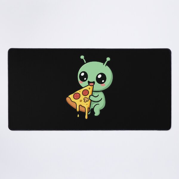 Item preview, Chibi Alien Eating Giant Pizza Slice – Cute Kawaii Space Food Lover Art designed and sold by ColorSplash123.
