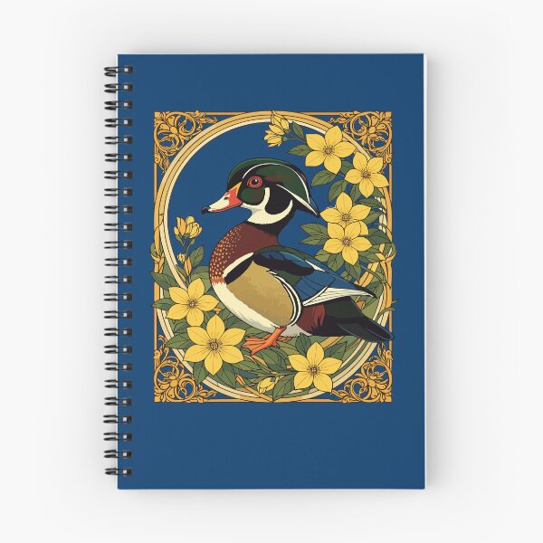 Item preview, Wood Duck Aix sponsa and Jasmine Flowers Illustration designed and sold by taiche.
