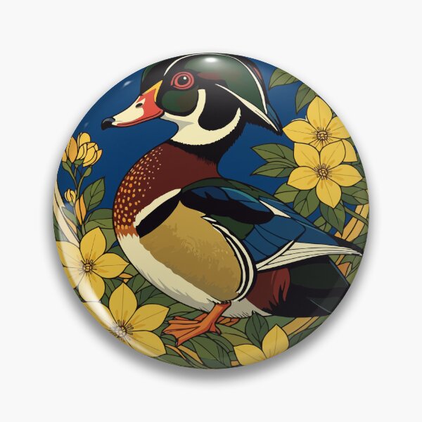 Item preview, Wood Duck Aix sponsa and Jasmine Flowers Illustration designed and sold by taiche.