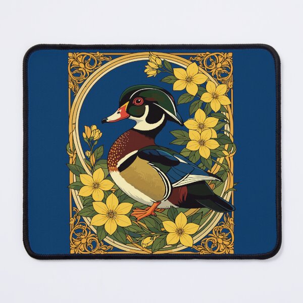 Item preview, Wood Duck Aix sponsa and Jasmine Flowers Illustration designed and sold by taiche.