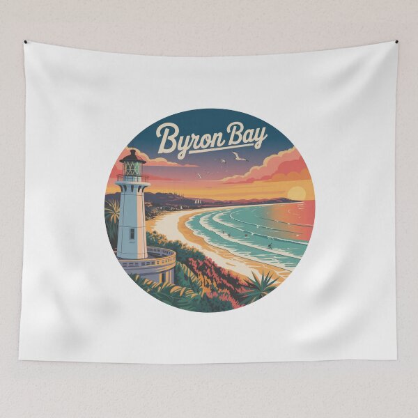 Item preview, Byron Bay Australia Panoramic Lighthouse View – Retro Coastal Art designed and sold by CircinusStore.
