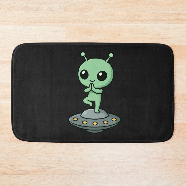 Item preview, Chibi Alien Doing Yoga on Flying Saucer – Cute Kawaii Space Meditation Art designed and sold by ColorSplash123.