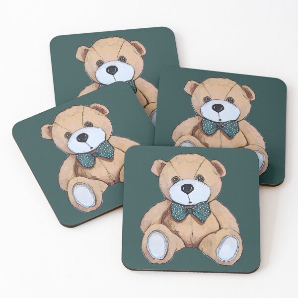 Item preview, Teddy Bear with Teal Bow Tie, Polka Dots, Cute Stuffed Bear designed and sold by JoyfulWhimsy.