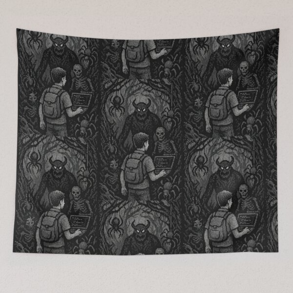 Item preview, Legacy Code Forest – Pixel Art in Grayscale designed and sold by nozhove.
